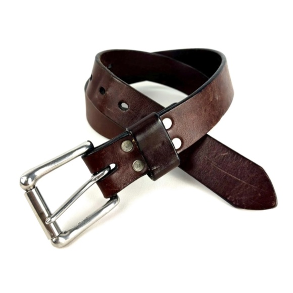 Brave Leather Thick Cowhide Italian Leather Classic Chocolate Brown Belt • S/M - Picture 2 of 10